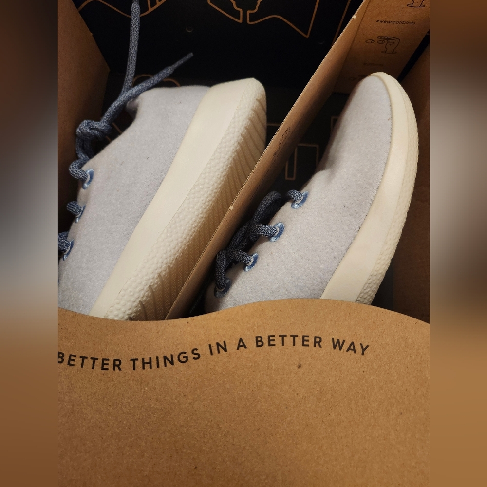 NEW Mens Allbirds Wool Runner Frost Blue & White 10 - Picture 2 of 6